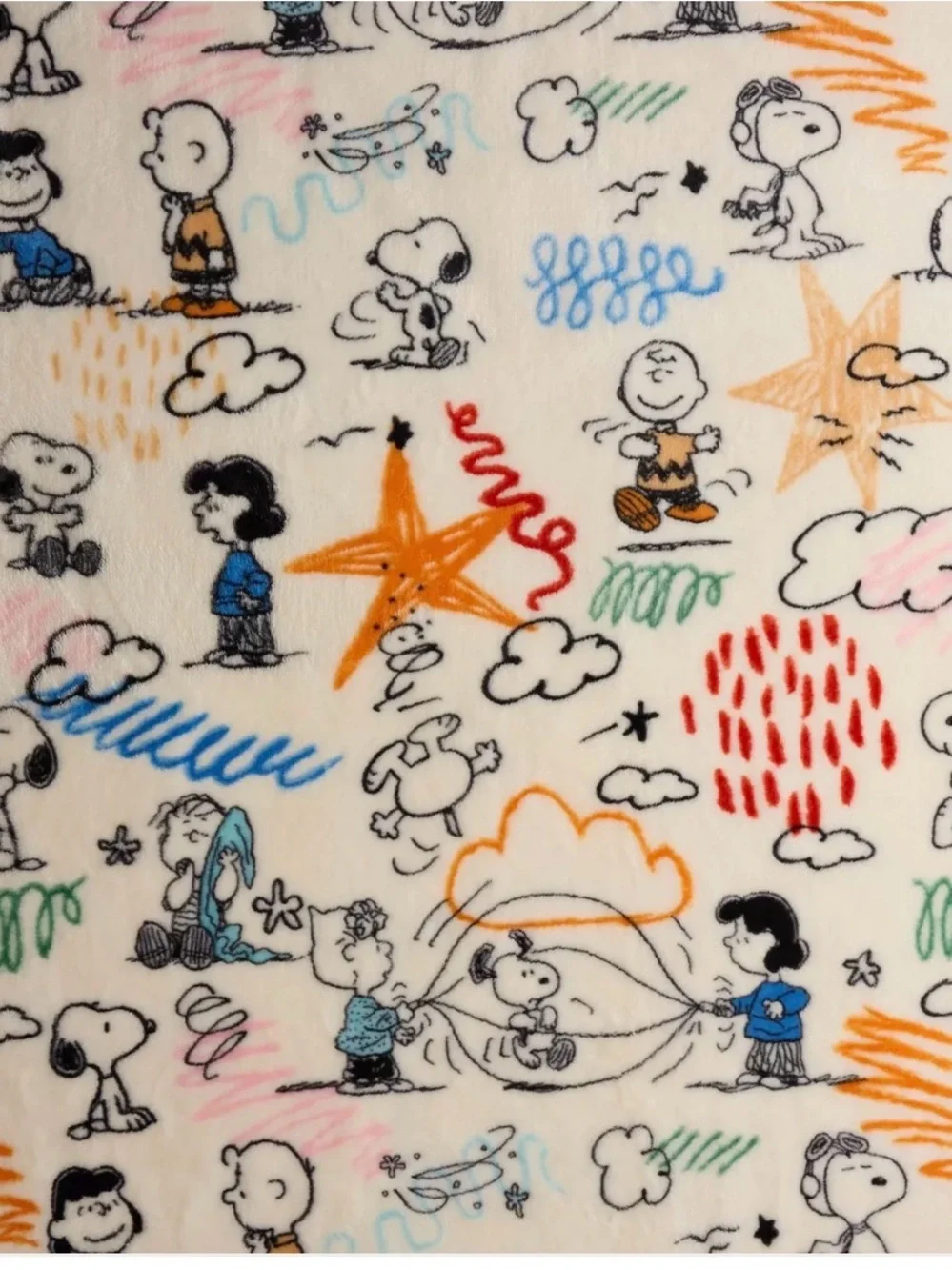 Peanuts Plush Blanket with Sketch Print - NWT